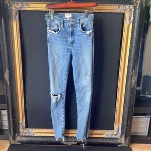 AGolde High wasted cigarette pants| distressed